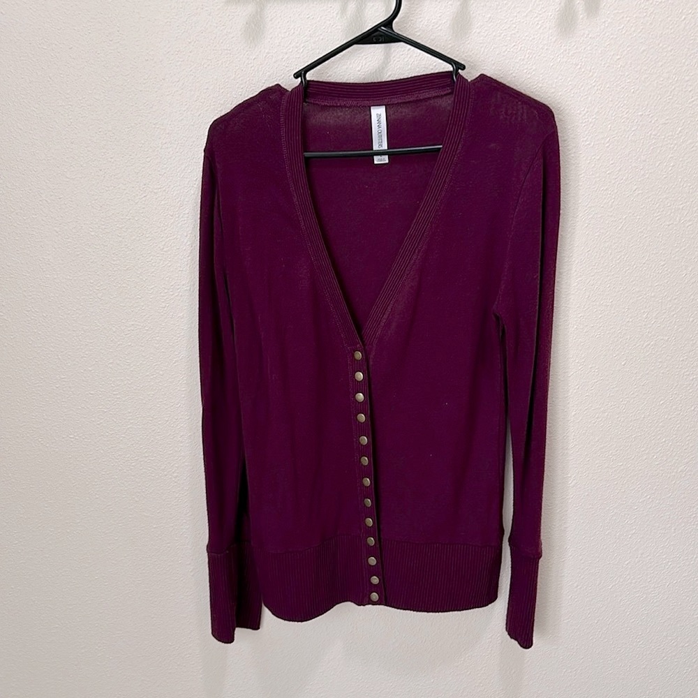 Zenana Outfitters large, eggplant, cardigan